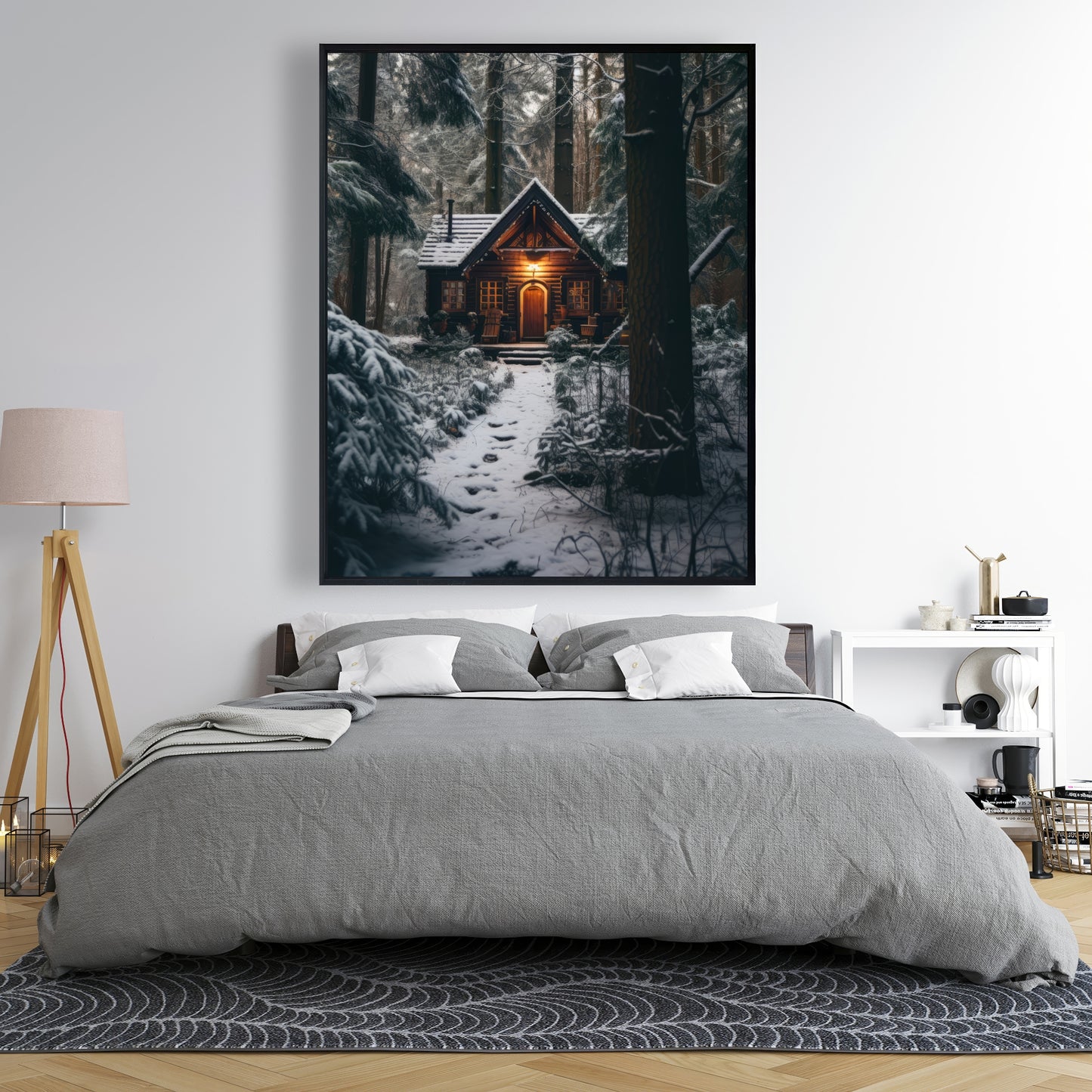 The lone cabin - 36"x36" Framed canvas