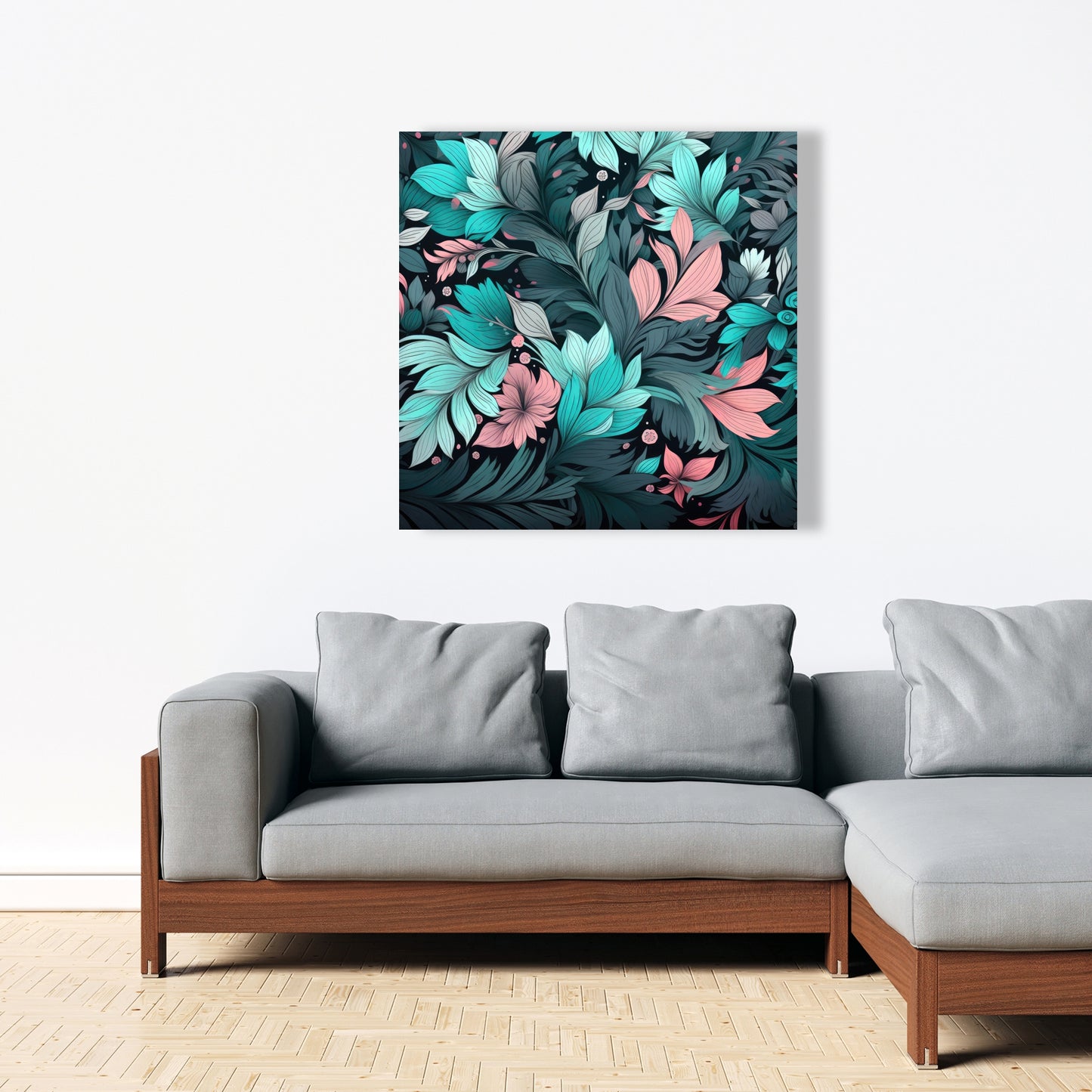 Neon leaves - 32"x32" Canvas