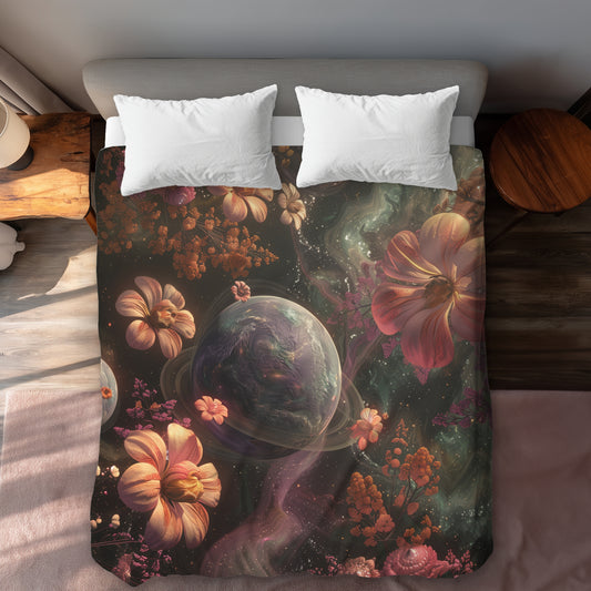 Flower space - 88"x88" Duvet Cover