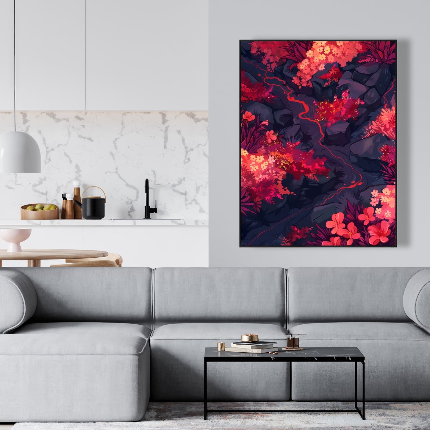 Burning plants - 36"x36" Framed canvas