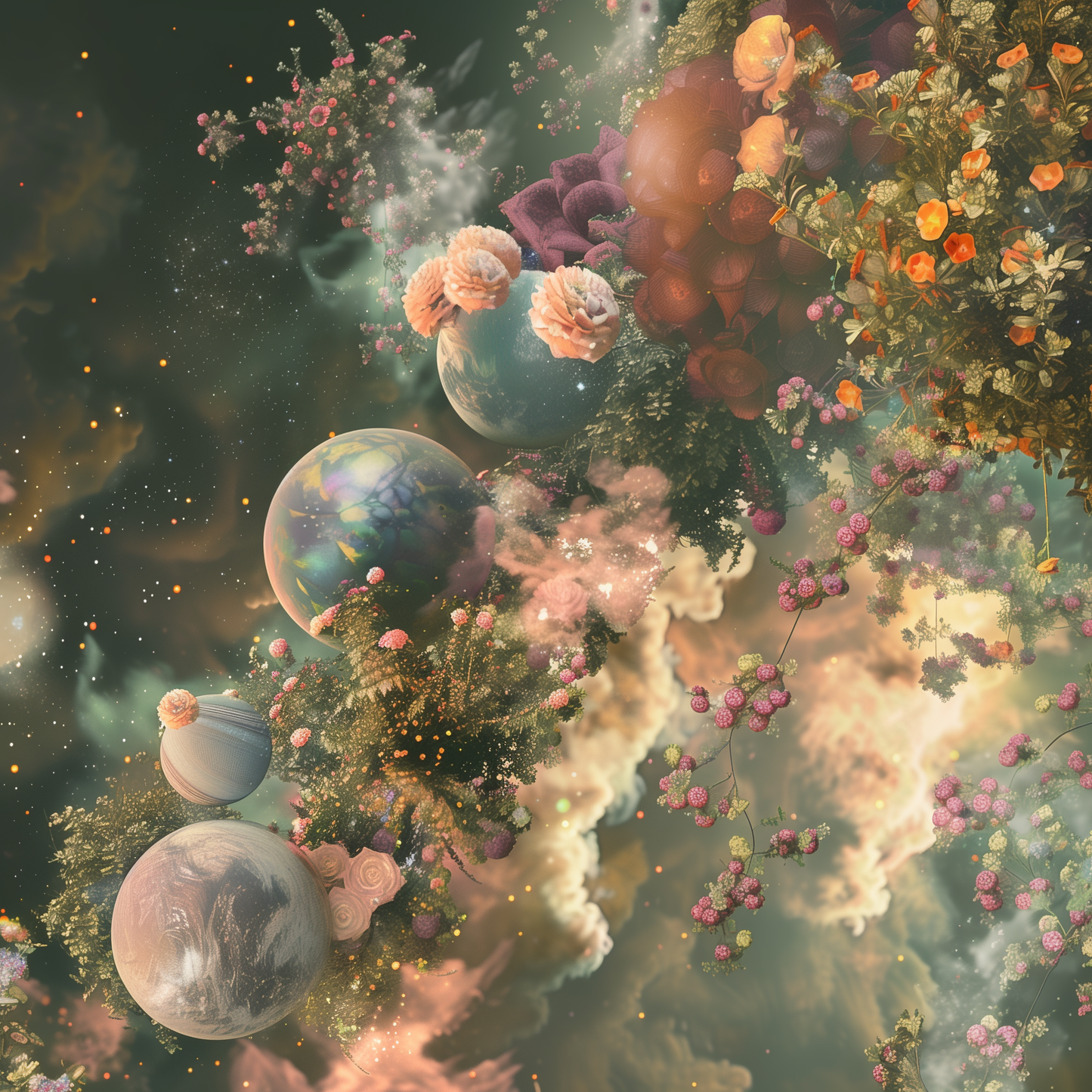 Bloom space - Framed Canvas - Print on demand