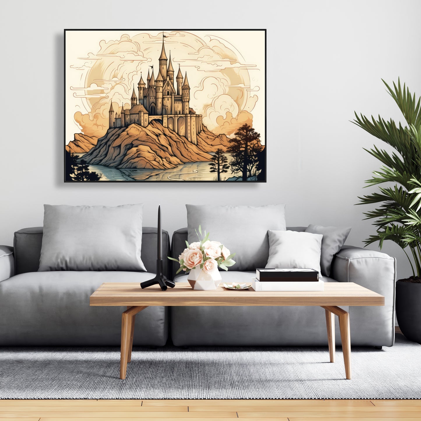 Legendary castle - 36"x48" Framed canvas