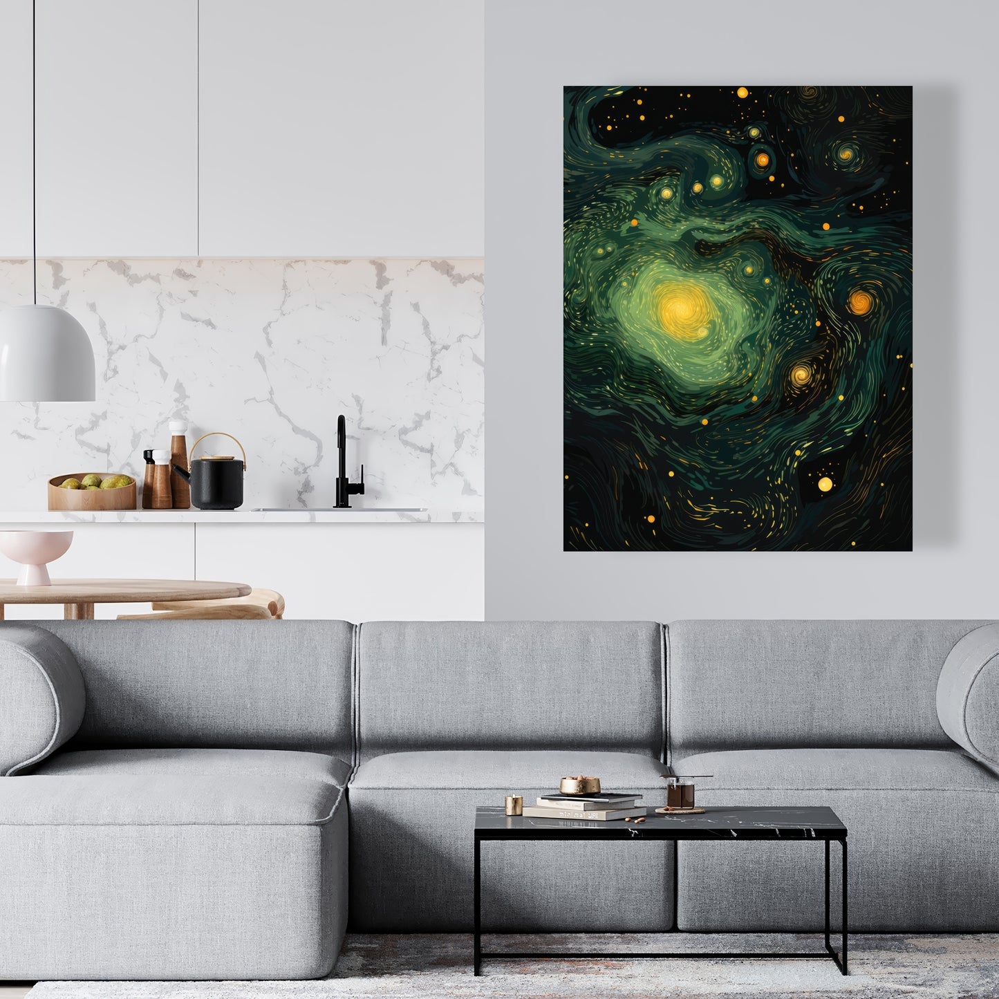 Illuminated in Space - Black Canvas Home Decor Art Print