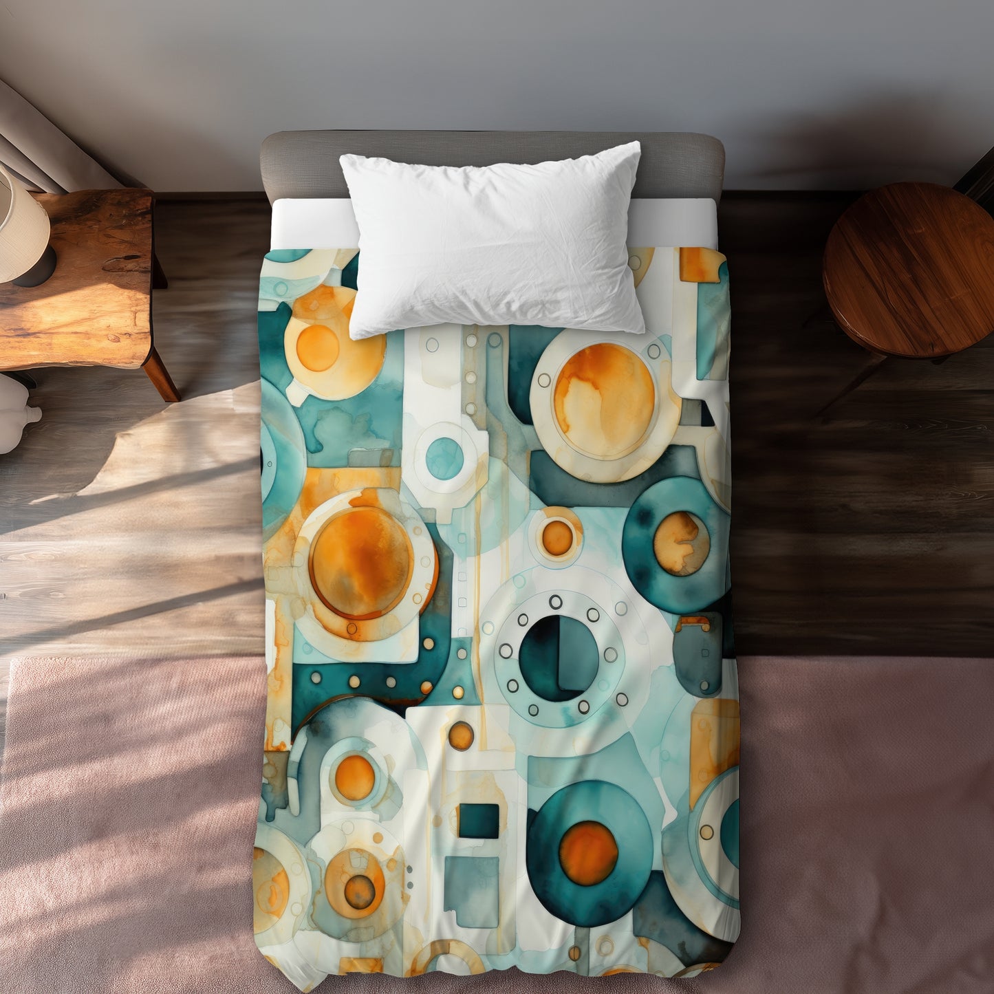 Decomposed Porthole Gold Duvet Cover | Home Decor Accent