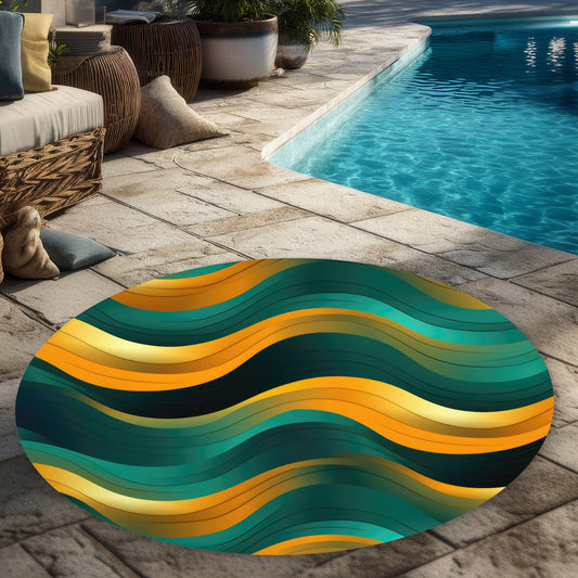 Voluptuous Gold 5' Round Outdoor Area Rug for Home Decor