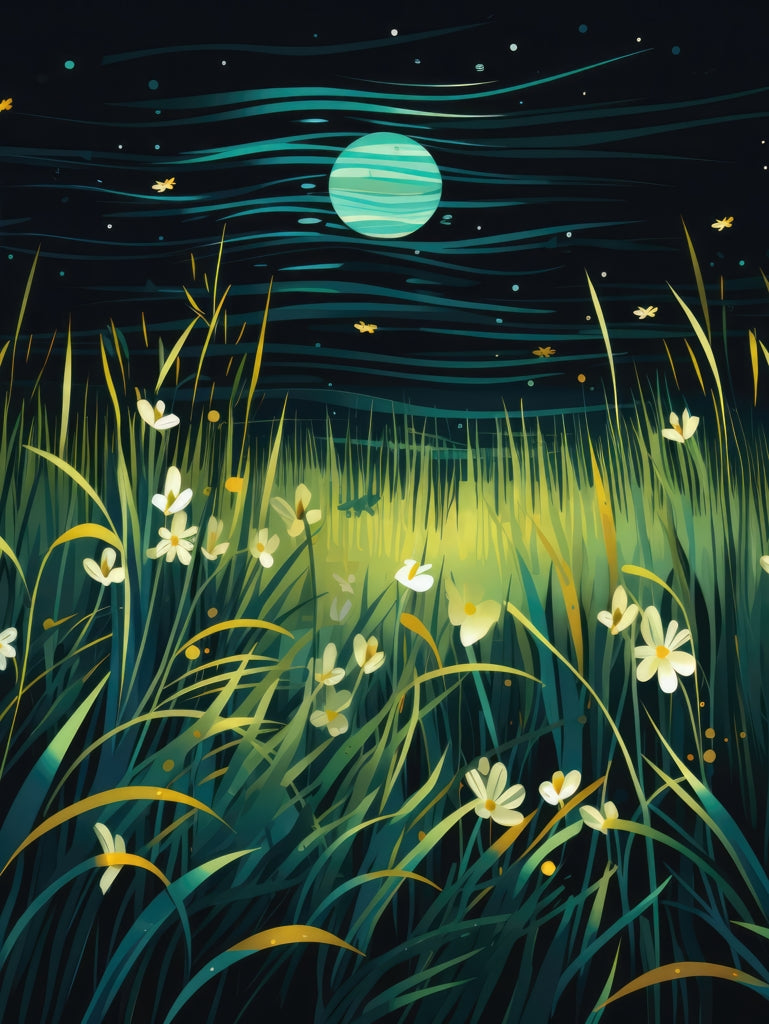 Windy night - Framed Canvas - Print on demand