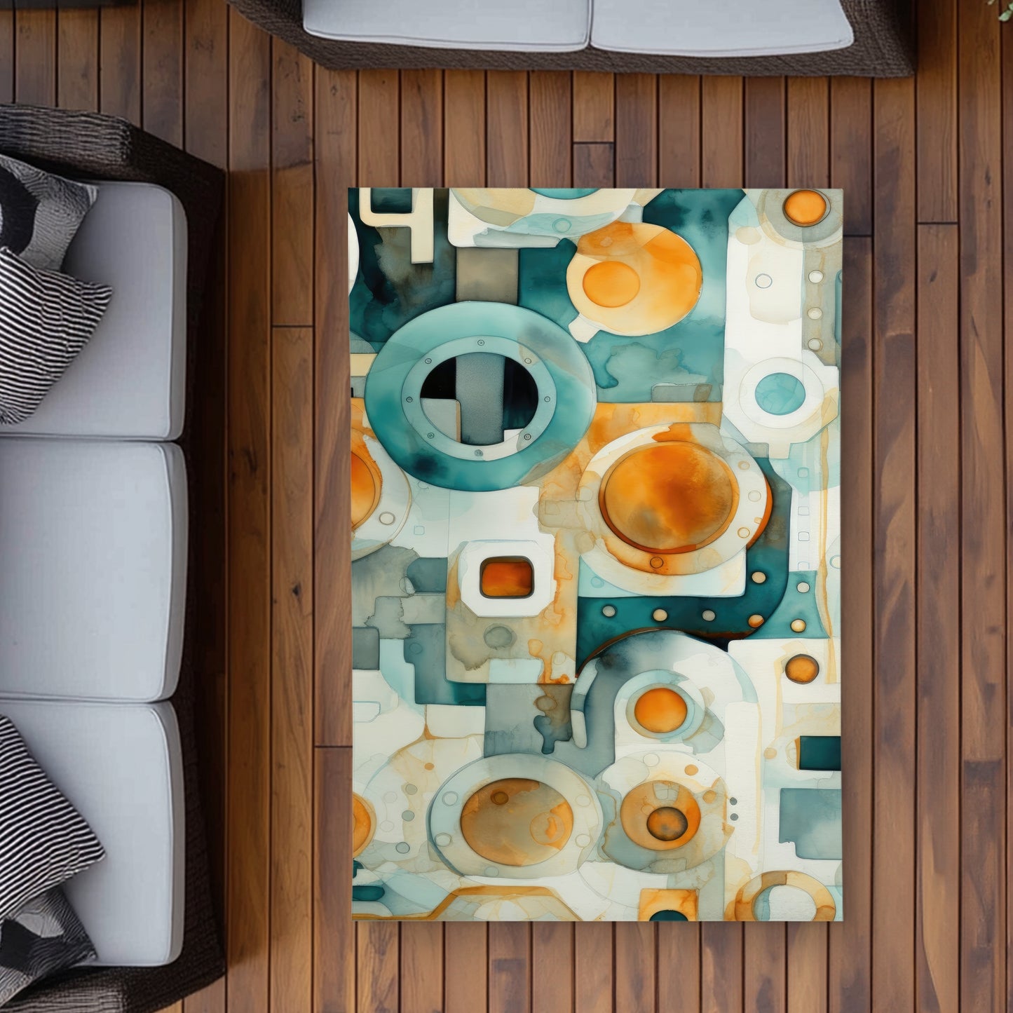 Decomposed Porthole - Orange Outdoor Area Rug for Home Decor