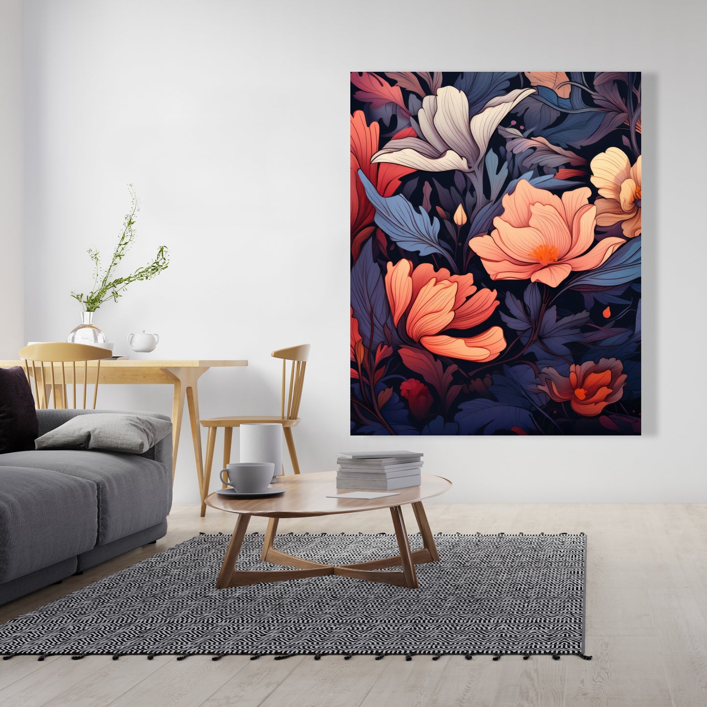 Blooming Uninterrupted - Gray Canvas for Home Decor