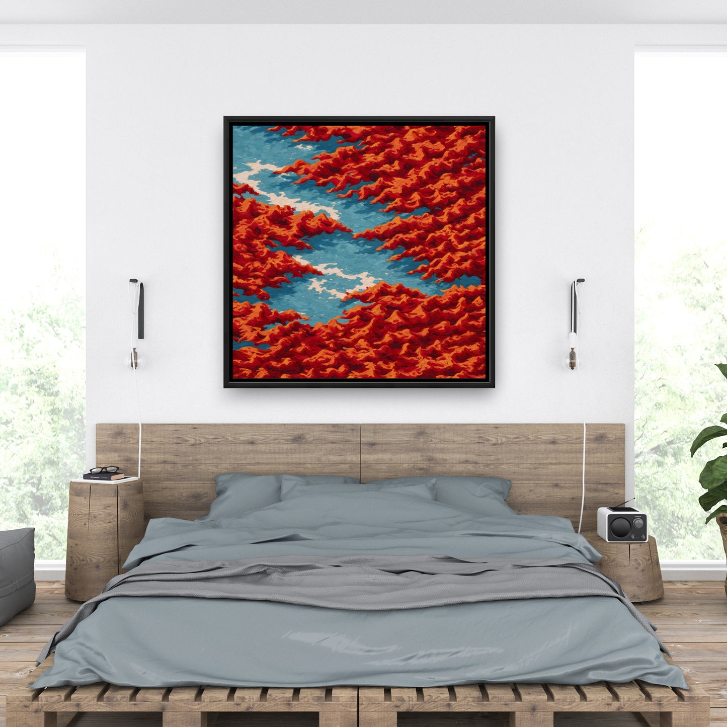 Red mounds - 24"x24" Framed canvas