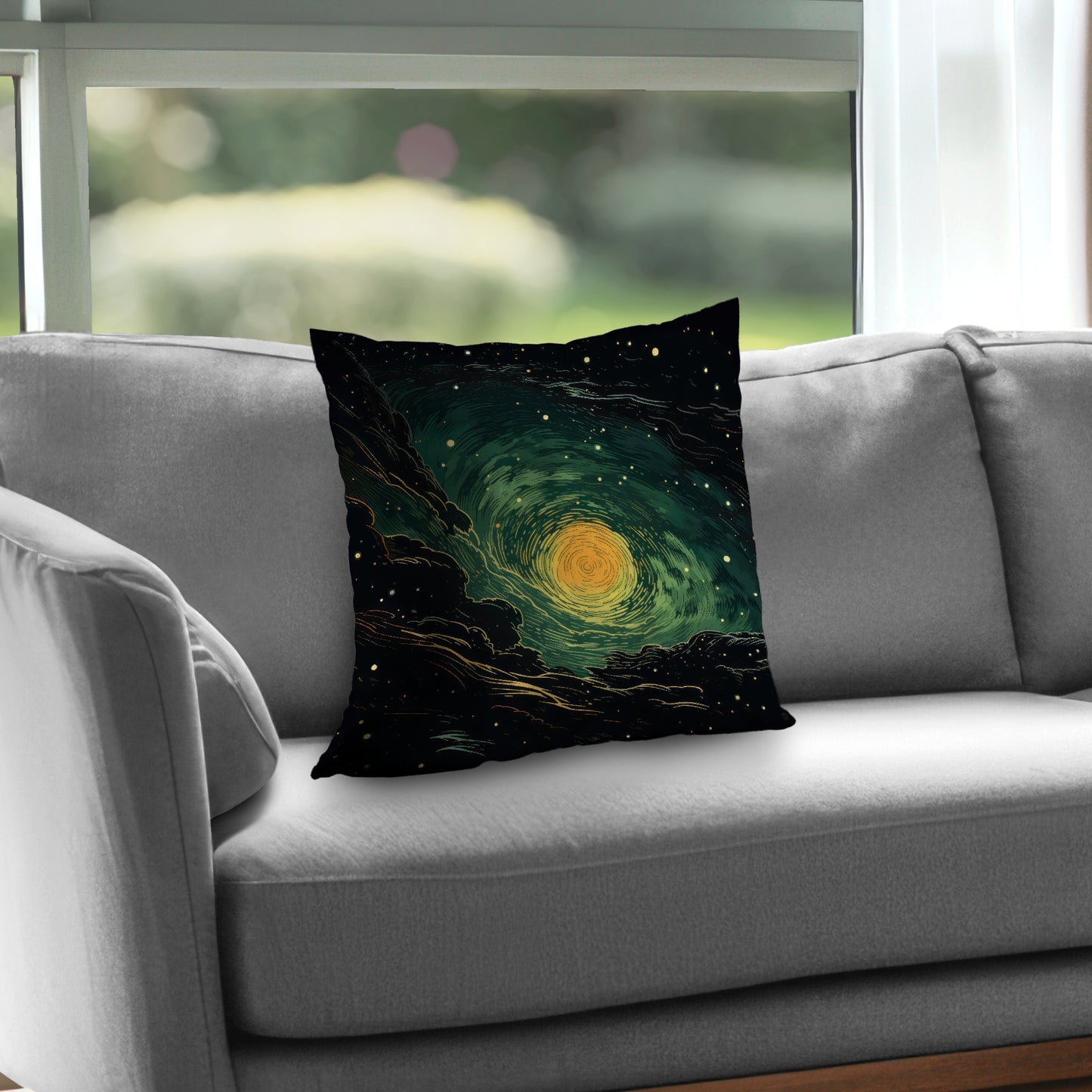 Turmoil in Space Black Poly Twill Throw Pillow | Home Decor