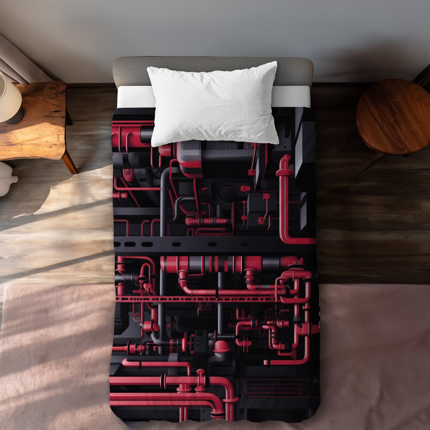 Machinery Red Duvet Cover - Stylish Home Decor Essential