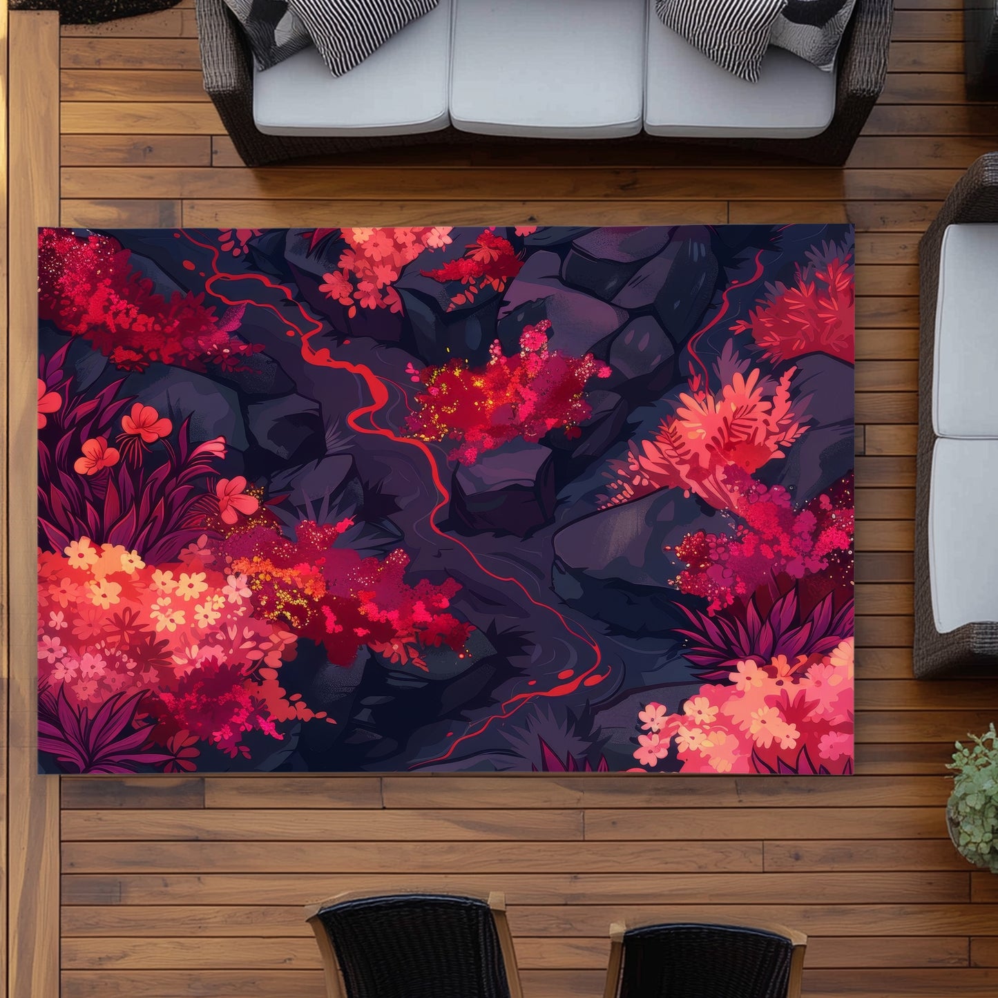 Burning Plants Purple Outdoor Area Rug | Home Decor Essentials