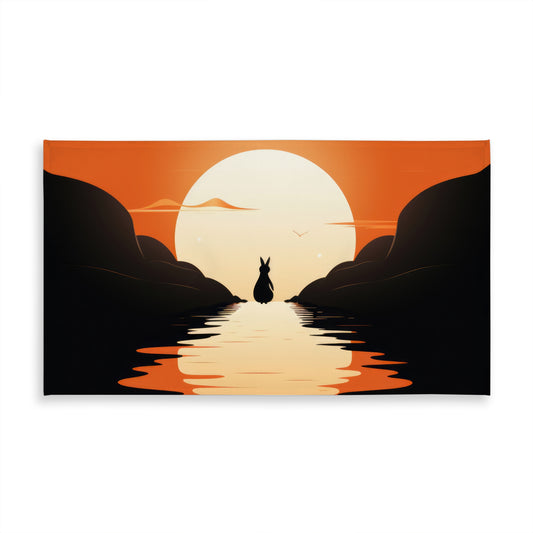 Running away Black Indoor Outdoor Tablecloth for Home Decor