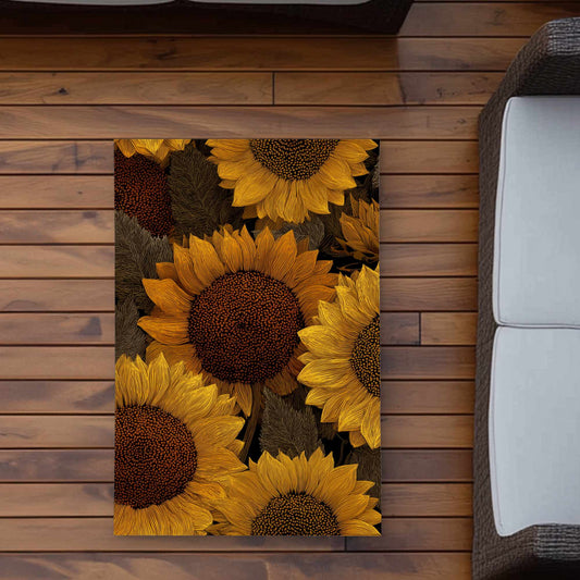 Tapis d'extérieur Golden Glow Blooms | Tapis de décoration élégant