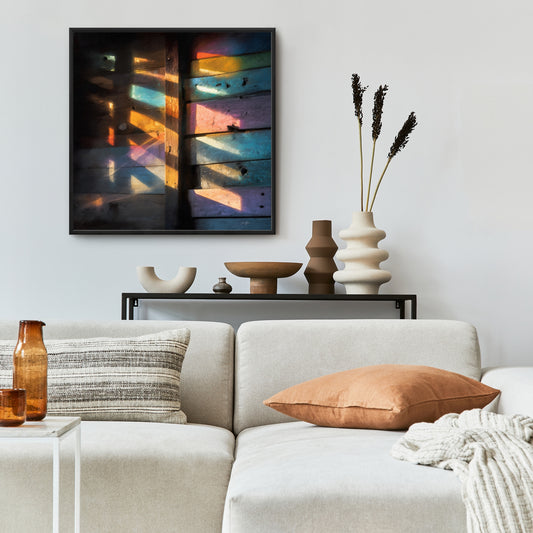 Casting Rainbows - Green Framed Canvas for Home Decor