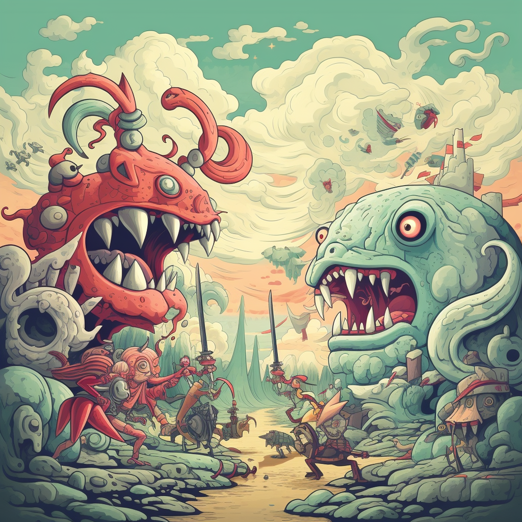 Two titans - Framed Canvas - Print on demand