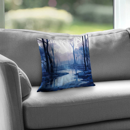 Cold and Muddy Blue Poly Twill Throw Pillow Insert | Home Decor