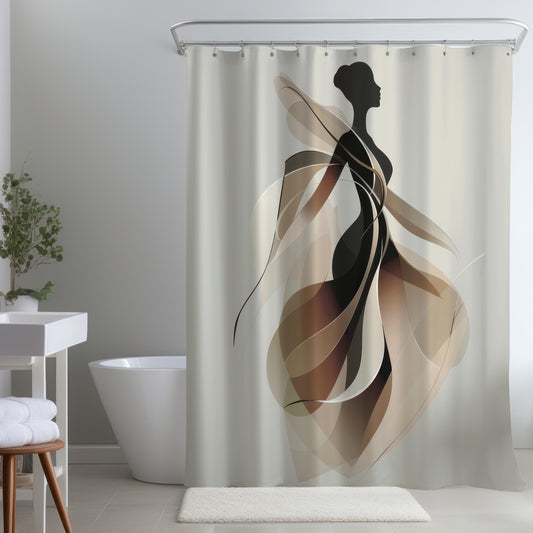 Classy Silhouette Beige Shower Curtain for Elegant Home Decor