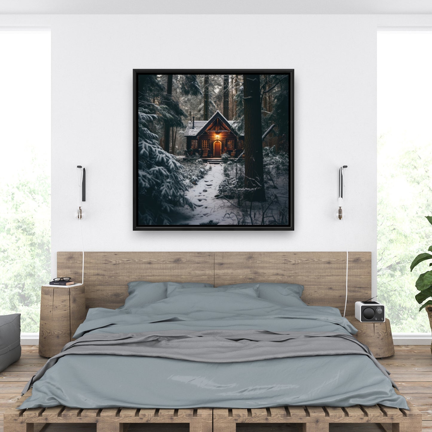 The lone cabin - 36"x36" Framed canvas