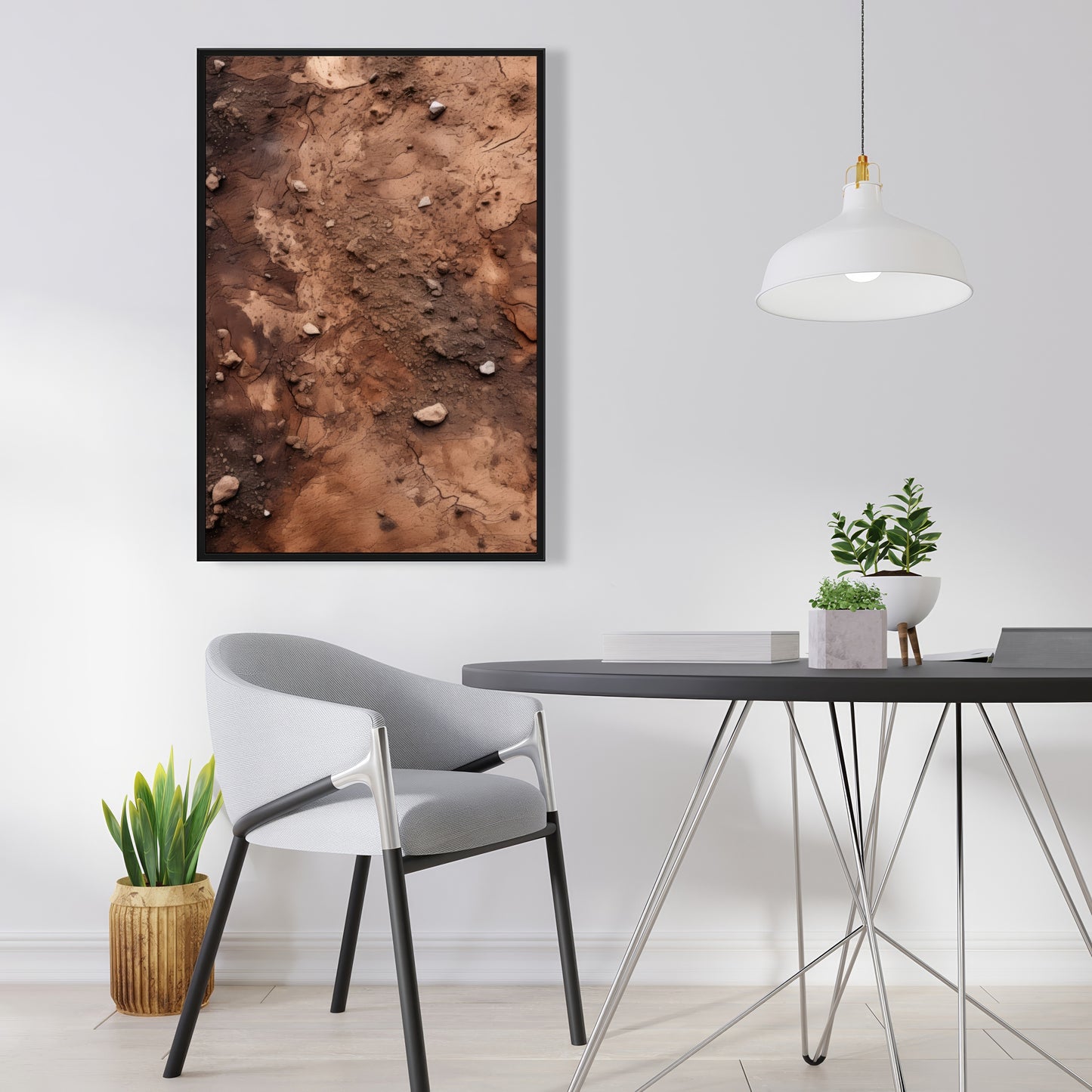 Mud and Stones | Brown Framed Canvas Home Decor Art