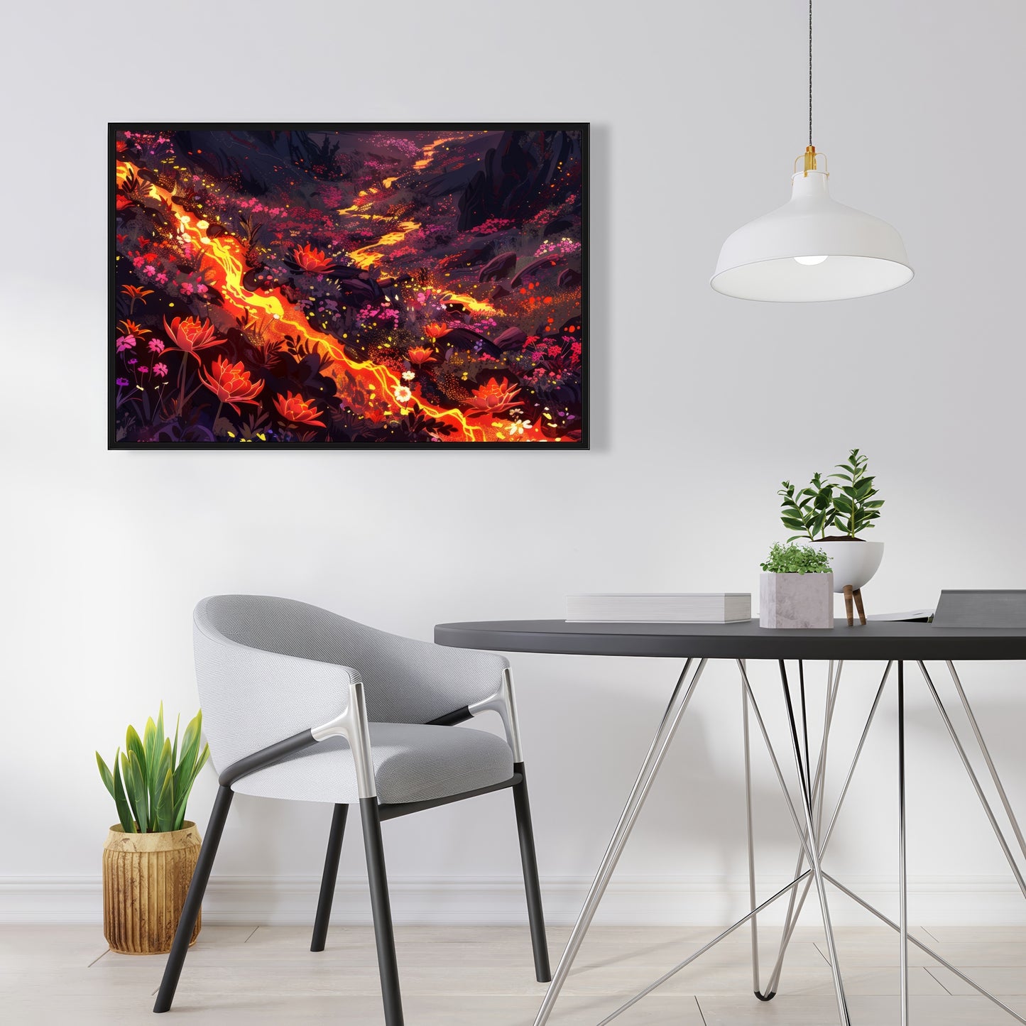 Bloom and eruption - 36"x36" Framed canvas