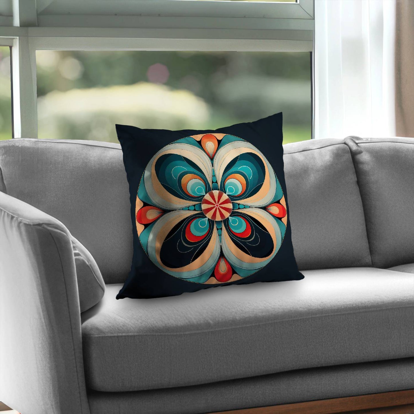 Concentric Turquoise Poly Twill Throw Pillow - Home Decor Insert