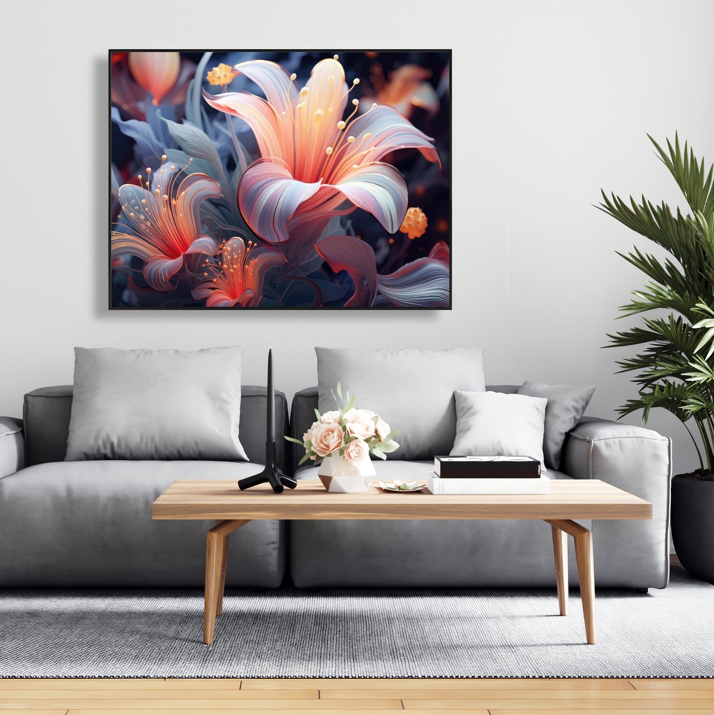 Astral bloom - Framed Canvas - Print on demand