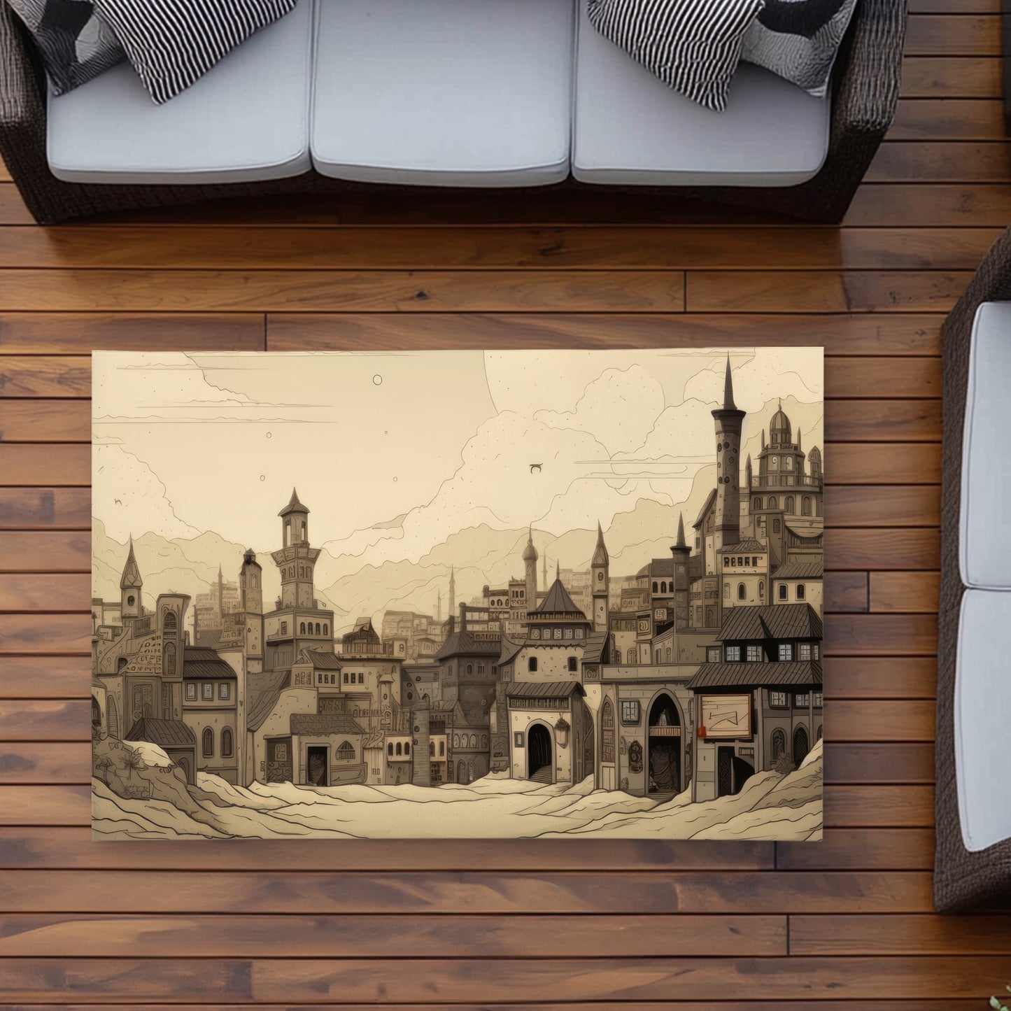 Desert Town Beige Outdoor Area Rug - Stylish Home Decor