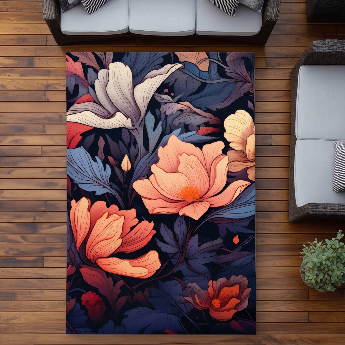 Blooming Uninterrupted - Orange Outdoor Area Rug for Home Decor