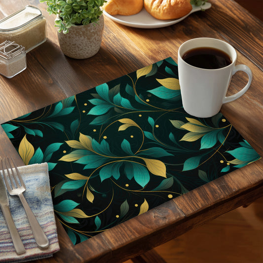 Twirling Twigs - Turquoise Polyester Placemat for Home Decor
