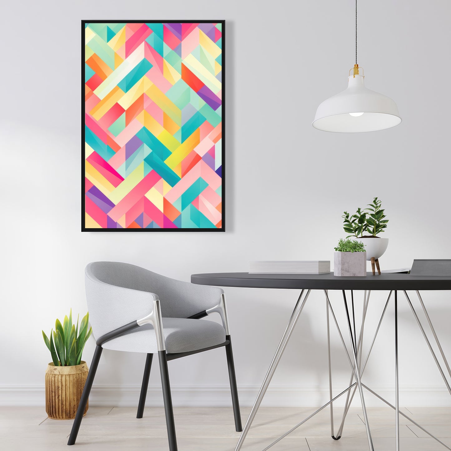 Stripe Harmony - Orange Framed Canvas for Home Decor