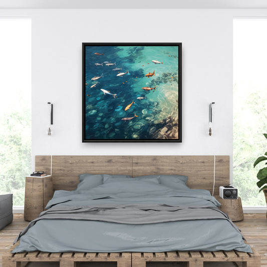 Swim ahead - 36"x36" Framed canvas