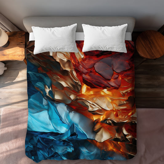 Housse de couette jaune contrastée minérale | Décoration d'intérieur élégante