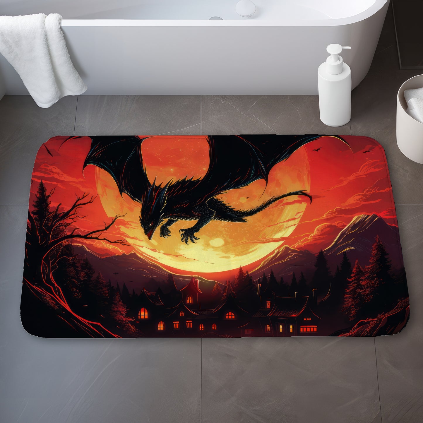 The dragon's wrath - 17"x24" Bath mat