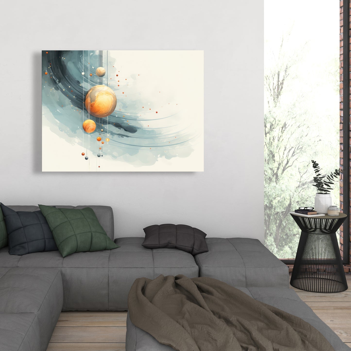 Hanging Planets - Blue Canvas Art for Home Decor | Unique Wall Art