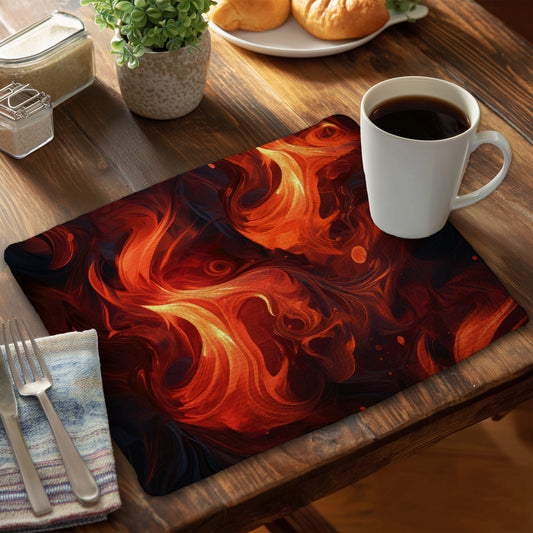 Fires of Heck - Red Braided Polyester Placemat for Home Decor