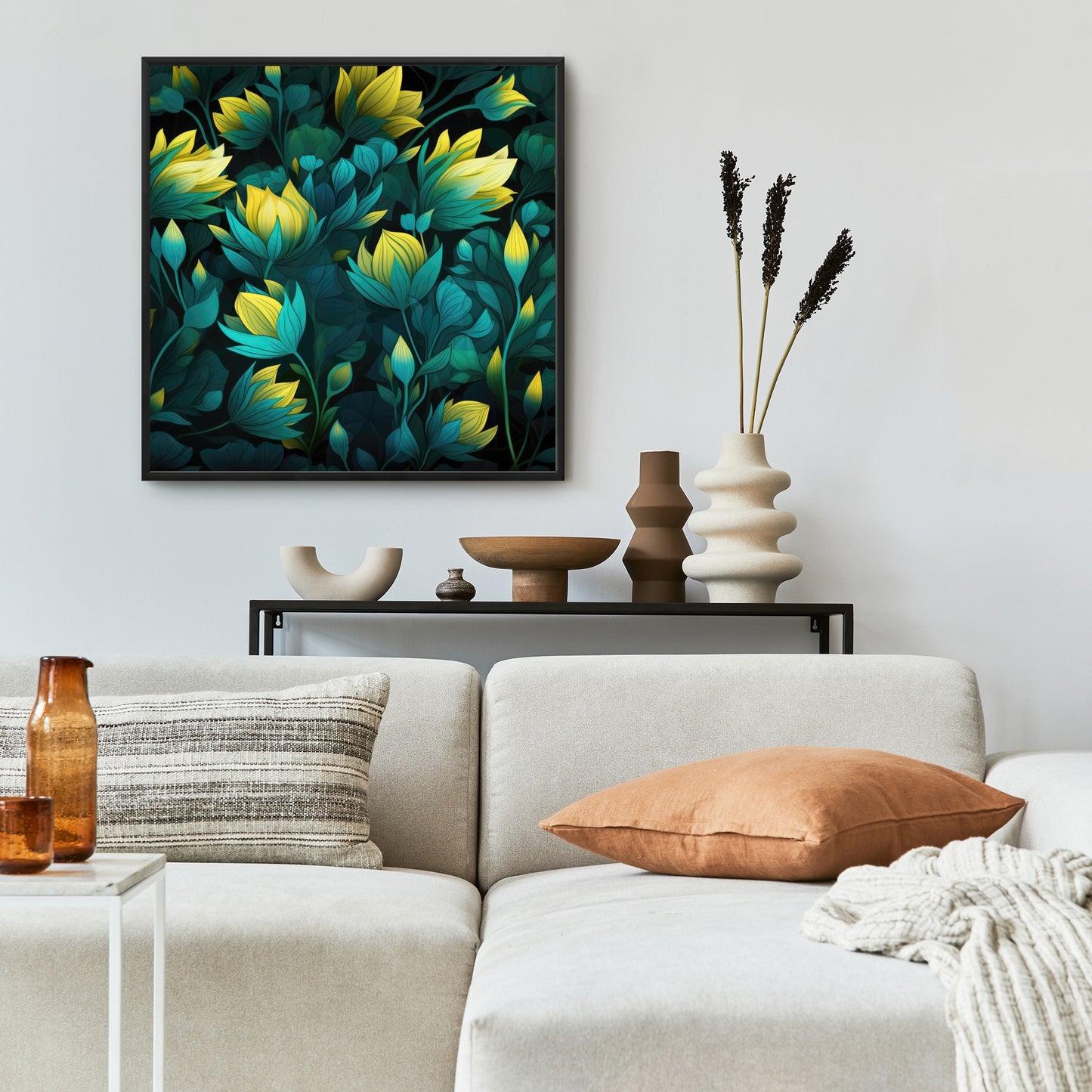 Intense Bloom - Yellow Framed Canvas for Home Decor