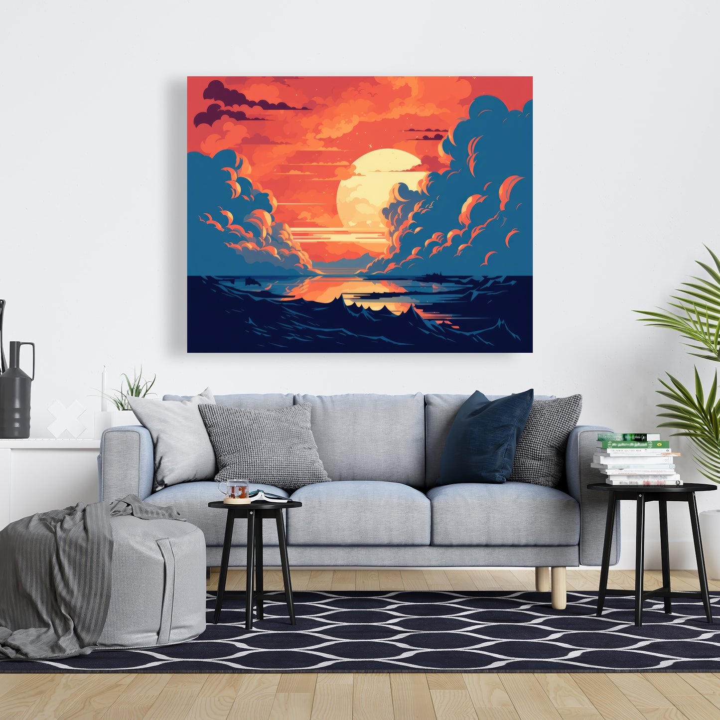 Orange and Blue - Yellow Canvas for Home Decor | Vibrant Art
