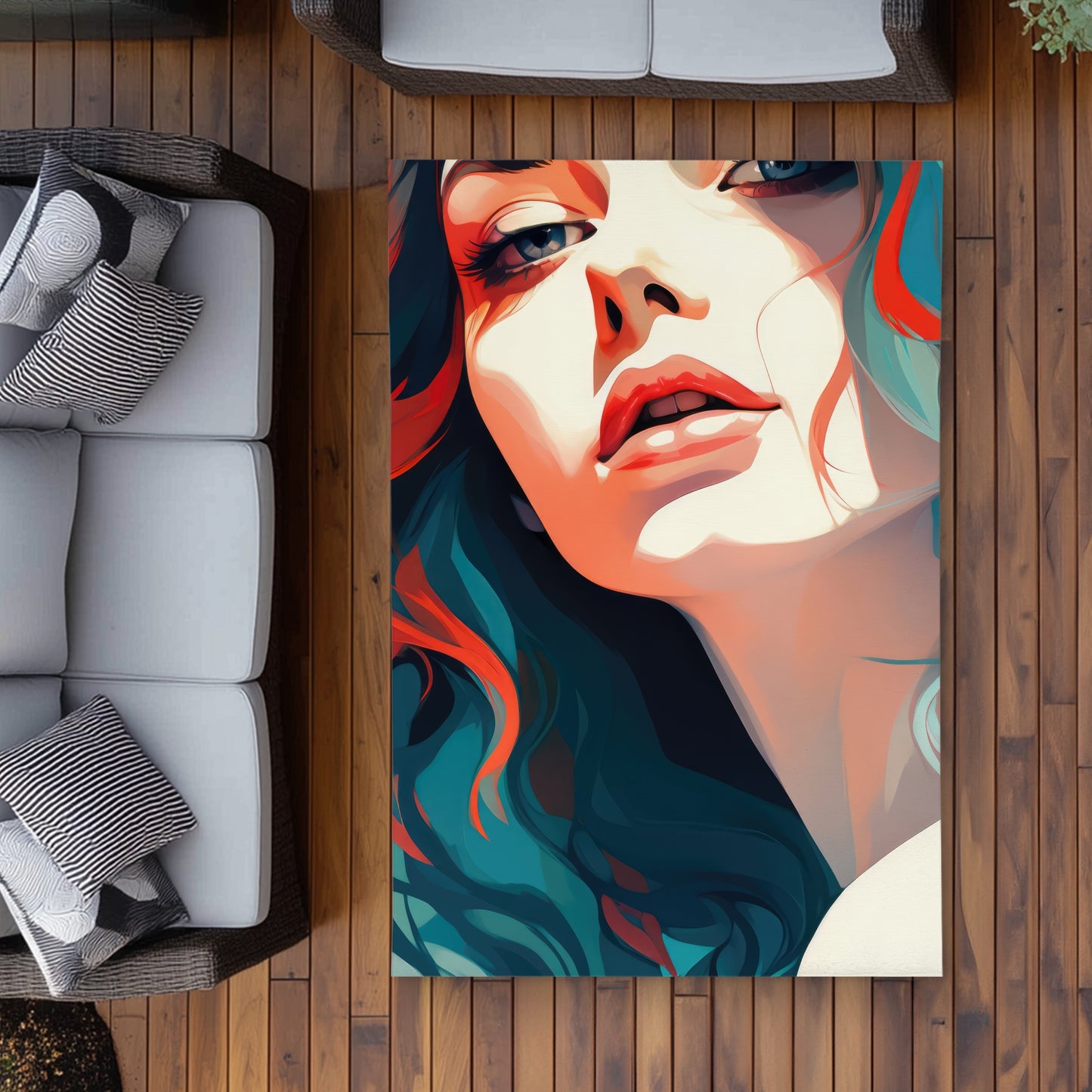 Dangerous Lips - Blue Outdoor Area Rug for Home Decor