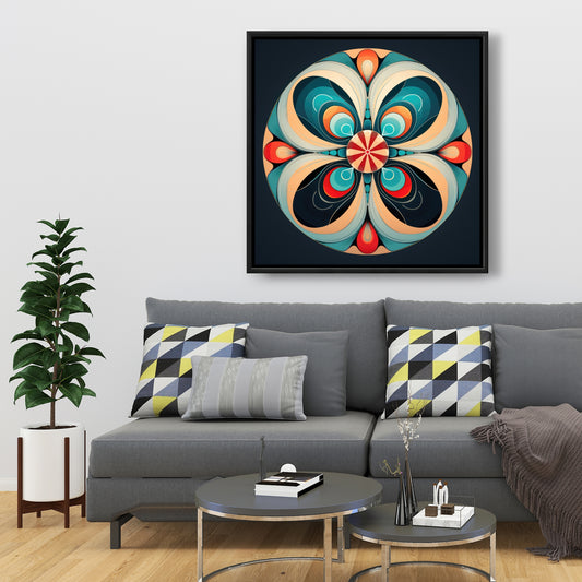 Concentric - Orange Framed Canvas Art for Home Decor
