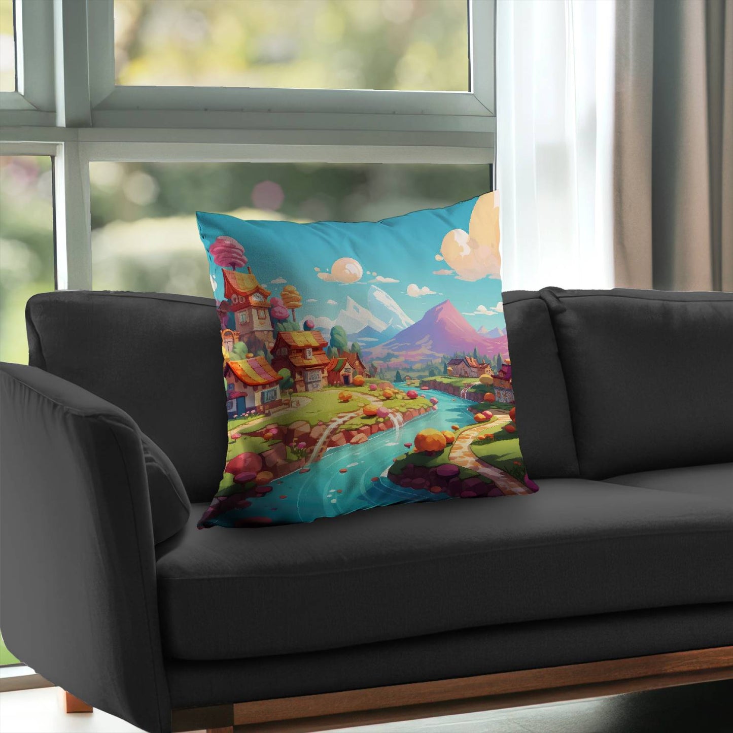 Sweet town Green Poly Twill Throw Pillow Insert for Home Decor