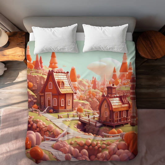 Toy Town Pink Duvet Cover - Stylish Home Decor for Kids