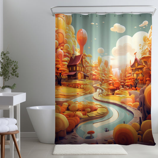 Honey Land Blue Shower Curtain for Stylish Home Decor
