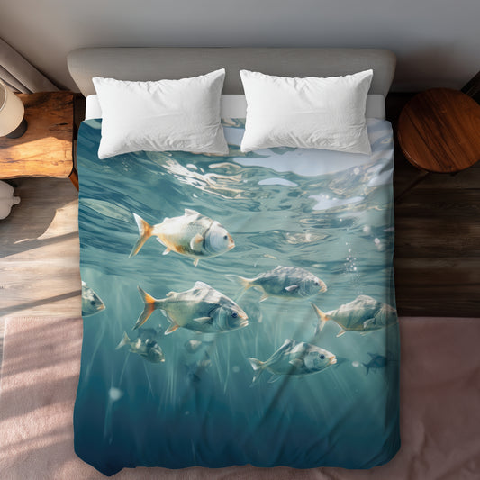 Swimming peacefully White Duvet Cover | Home Decor Essentials