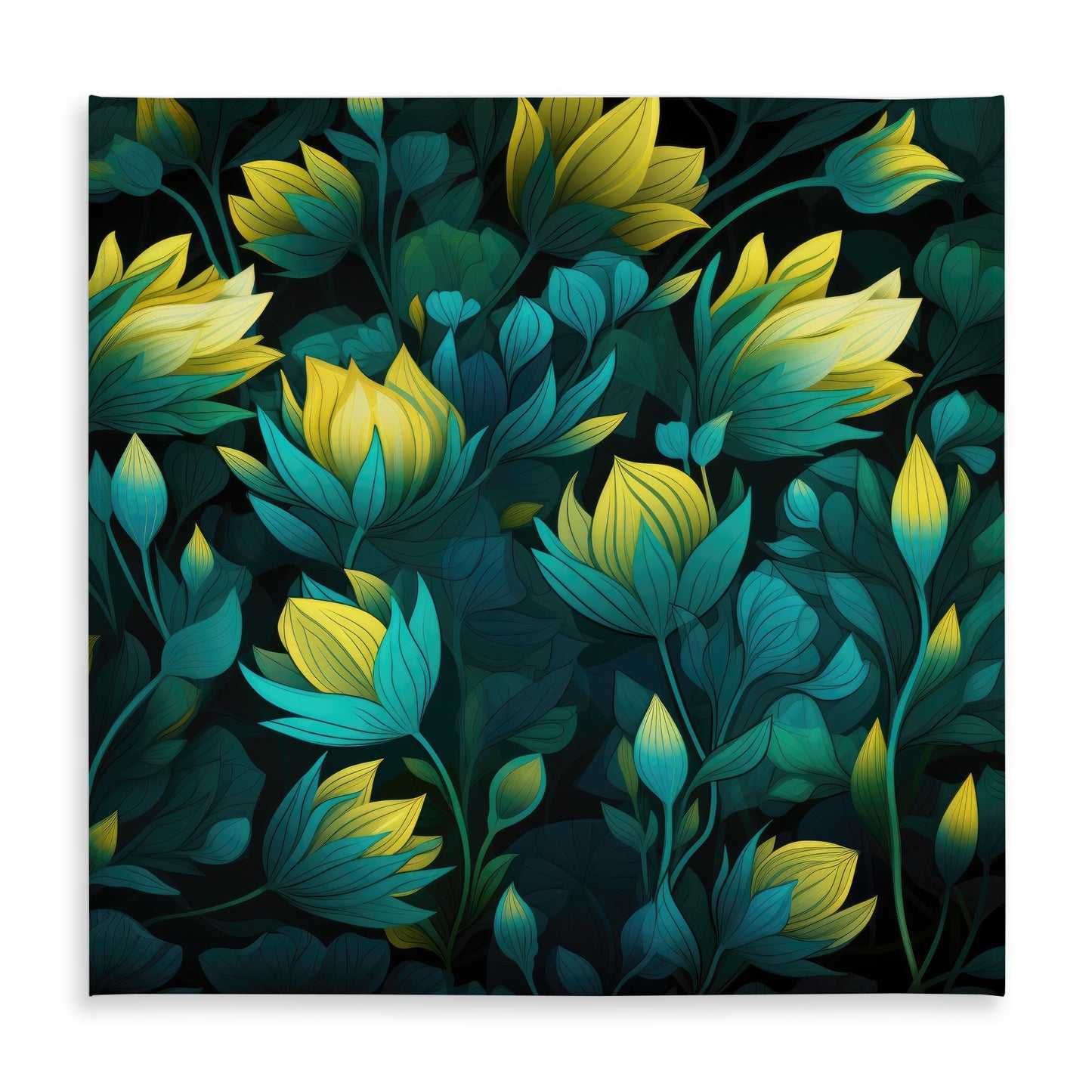 Intense Bloom Turquoise Tablecloth | Indoor Outdoor Decor