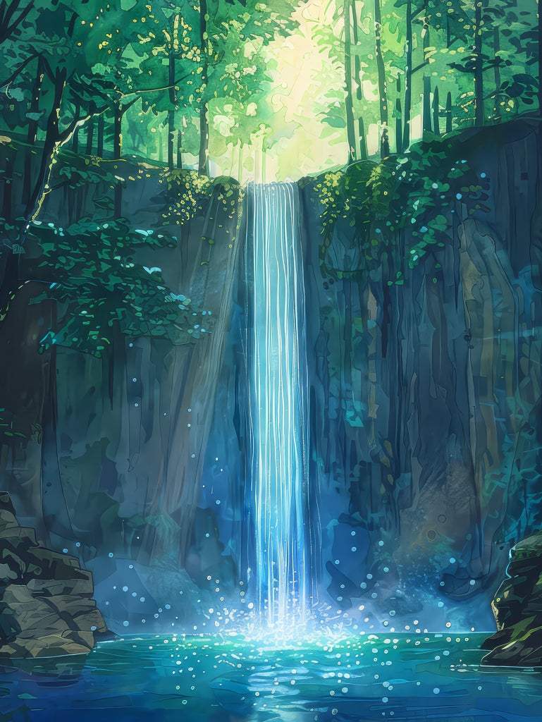 Waterfall - Framed Canvas - Print on demand