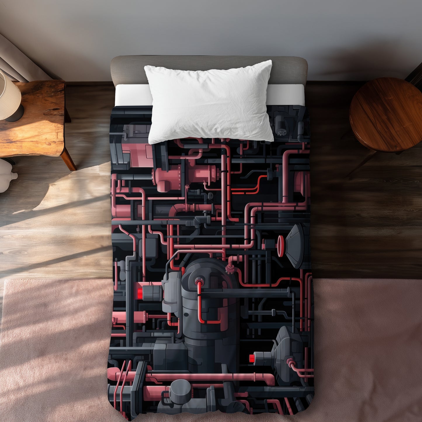 Dark pipes Black duvet cover | Stylish home decor essential