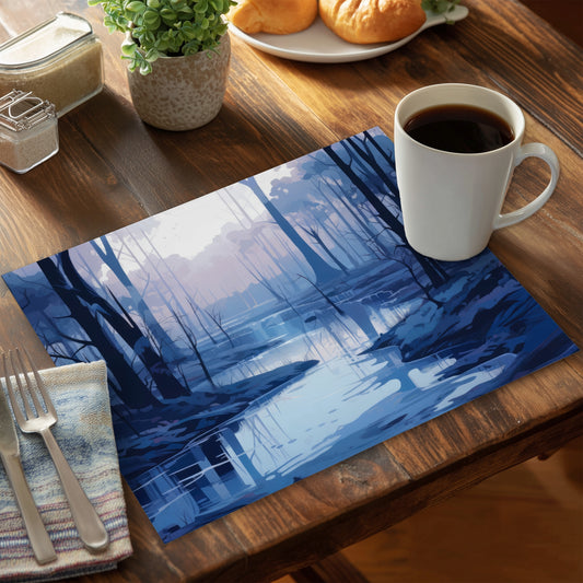 Cold and Muddy - White Polyester Placemat for Home Decor