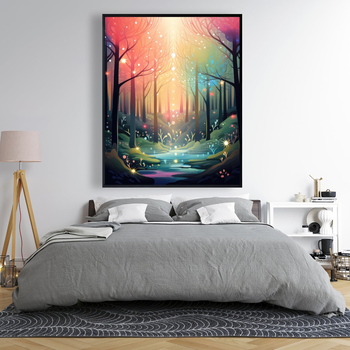 Magical forest - Turquoise Framed Canvas for Home Decor