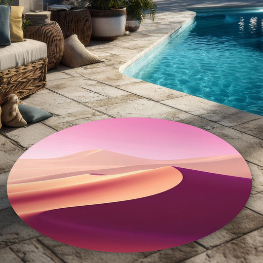 Calm Dunes Pink 5' Round Outdoor Area Rug for Home Decor